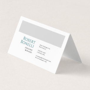 Tarjeta De Visita Minimalista Llano Azul y Gris Blanco Moderno
