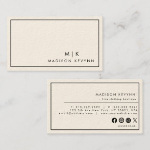 Tarjeta De Visita Minimalista lujo Boutique Ivory