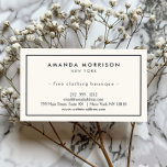 Tarjeta De Visita Minimalista Lujo Boutique Marfil/Negro de un lado<br><div class="desc">Un diseño elegante y refinado eleva el nombre o el nombre de la empresa a través de un estilo minimalista y moderno. El delgado borde negro se basa en un fondo de marfil para dar un toque de lujo a esta clásica plantilla de diseño de tarjetas de visita. © 1201AM...</div>