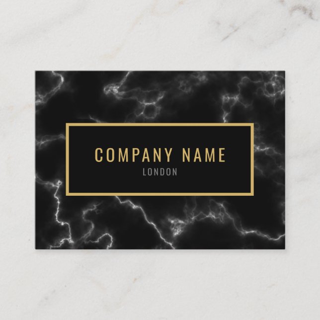 Tarjeta De Visita Minimalista lujo de Marble Negro (Anverso)