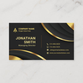 Tarjeta De Visita Minimalista, lujoso, Premium, negro, dorado