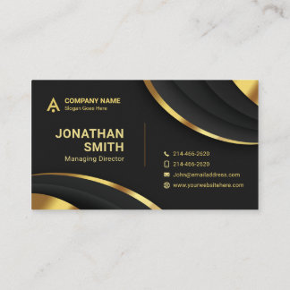 Tarjeta De Visita Minimalista, lujoso, Premium, negro, dorado
