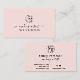 Tarjeta De Visita Minimalista maquillaje simple de logotipo rosa