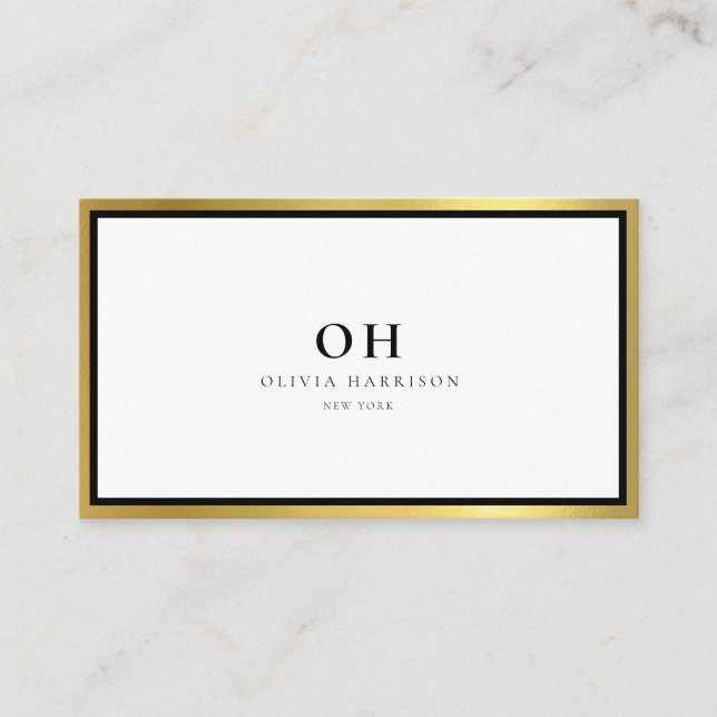 Tarjeta de visita Minimalista Metallic Gold de luj (Anverso)