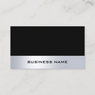 Tarjeta De Visita Minimalista Moderna Chic Profesional Negro Plata
