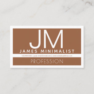 Tarjeta De Visita Minimalista Moderna Marrón y Blanco