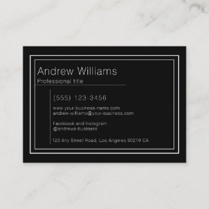 Tarjeta De Visita Minimalista Moderna Negra Profesional Simple