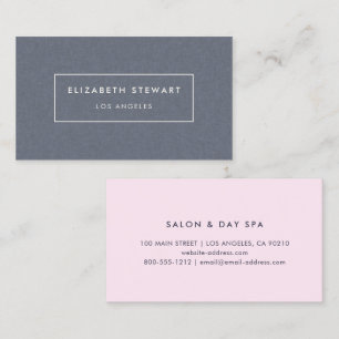 Tarjeta De Visita Minimalista Moderna Profesional Lino Azul y Rosa