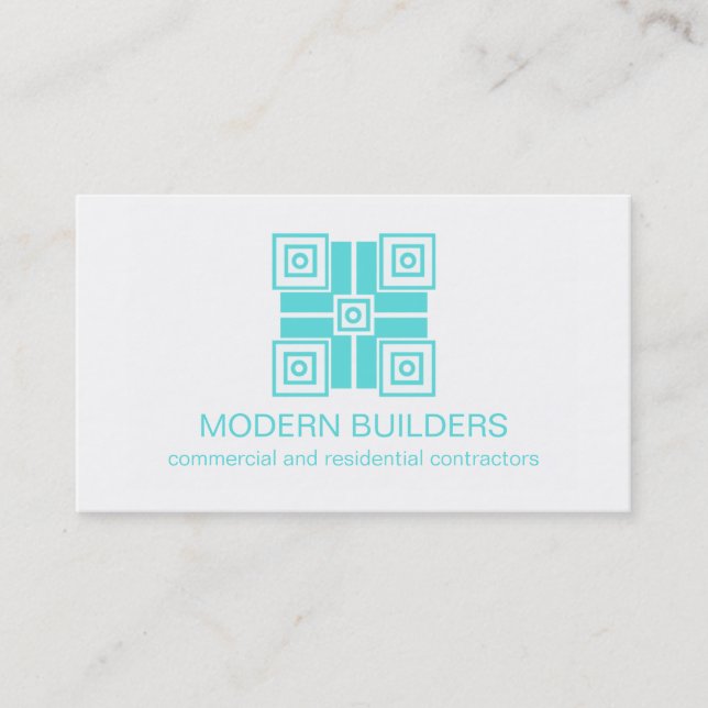 Tarjeta de visita minimalista moderna, turquesa (Anverso)