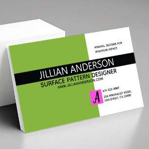 Tarjeta de visita minimalista moderna verde y negr