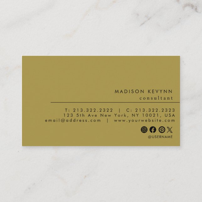 Tarjeta De Visita Minimalista moderno (Reverso)