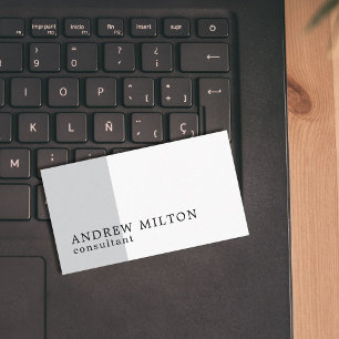 Tarjeta De Visita Minimalista moderno blanco gris negro consultor
