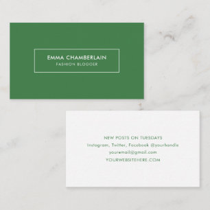 Tarjeta De Visita Minimalista Moderno Boho Simple Green