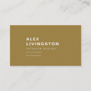 Tarjeta De Visita Minimalista Moderno Chic Creativo Amarillo Dorado