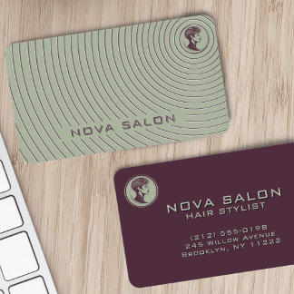 Tarjeta De Visita Minimalista Moderno Concéntrico de Línea Fina Reve