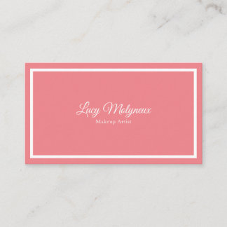 Tarjeta De Visita Minimalista Moderno Coral y Blanco Profesional