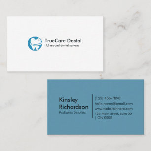Tarjeta De Visita Minimalista moderno Dental White Tooth Azul Verde