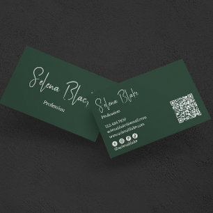 Tarjeta De Visita Minimalista moderno Elegante código verde y QR