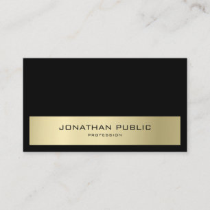 Tarjeta De Visita Minimalista Moderno Elegante Negro y Dorado Semibr