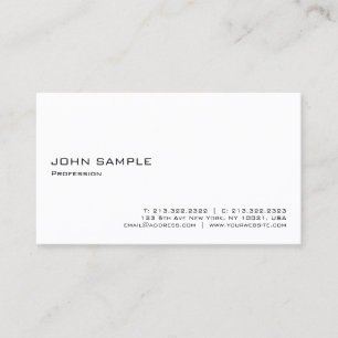 Tarjeta De Visita Minimalista Moderno Elegante Profesional Blanco