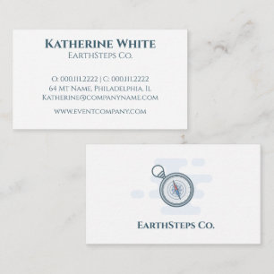Tarjeta De Visita Minimalista Moderno Mano Senderismo Blue White Ser