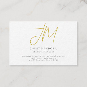 Tarjeta De Visita Minimalista moderno monograma de oro lujo grueso
