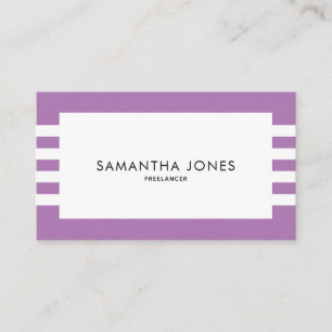 Tarjeta De Visita Minimalista moderno Morado Blanco Rayas Freelancer