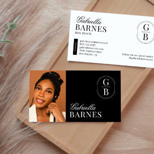 Tarjeta De Visita Minimalista Moderno Negro y Blanco Audaz