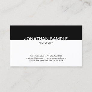 Tarjeta De Visita Minimalista moderno negro y blanco limpio elegante