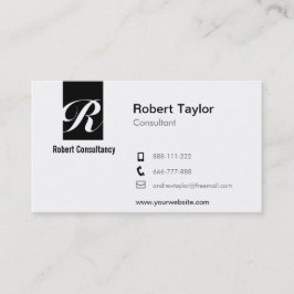 Tarjeta De Visita Minimalista Moderno Profesional Blanco y Negro