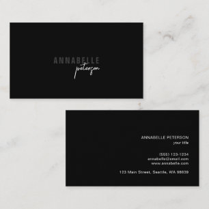 Tarjeta De Visita Minimalista Moderno Profesional Chic Negro 