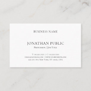 Tarjeta De Visita Minimalista Moderno Profesional Elegante Blanco Pl