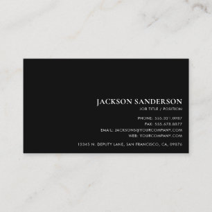 Tarjeta De Visita Minimalista Moderno Profesional Simple Negro