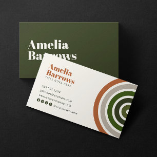 Tarjeta De Visita Minimalista Moderno Retro Geométrico Círculos 70s 