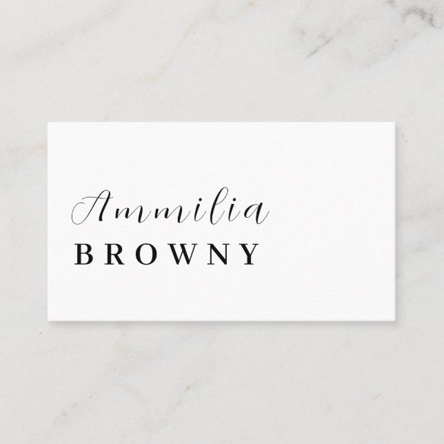 Tarjeta De Visita Minimalista Moderno | Script Profesional Elegante (Anverso)