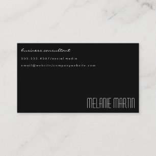 Tarjeta De Visita Minimalista moderno sobre la variación negra