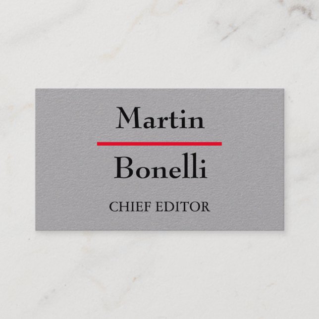 Tarjeta De Visita Minimalista moderno único gris (Anverso)