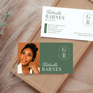 Tarjeta De Visita Minimalista Moderno Verde Salvia Negrita