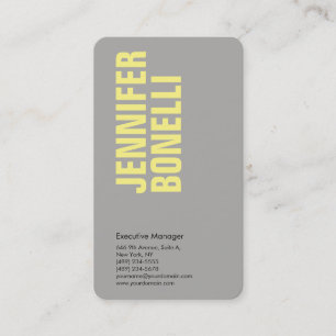 Tarjeta De Visita Minimalista moderno y negrizado gris amarillo