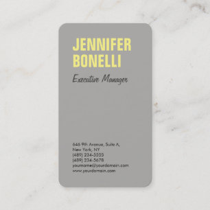 Tarjeta De Visita Minimalista moderno y negrizado gris amarillo