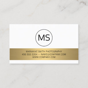 Tarjeta De Visita Minimalista / Monograma / Barra dorada Metálico