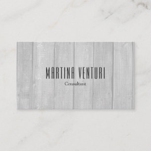 Tarjeta De Visita Minimalista Negrita Profesional Plato Madera Gris