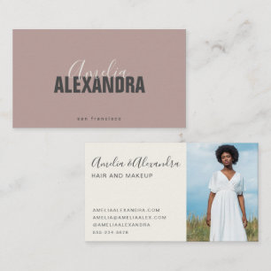 Tarjeta De Visita Minimalista Negrita Script Boho Chic Mauve Foto 