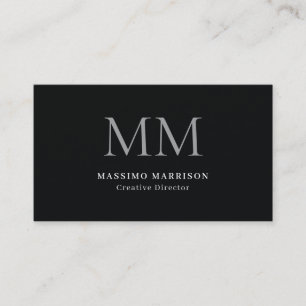 Tarjeta De Visita Minimalista Negro Profesional Monogramado