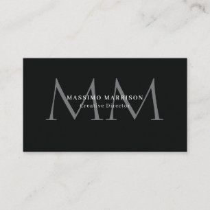 Tarjeta De Visita Minimalista Negro Profesional Monogramado