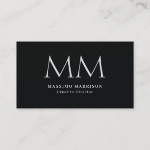 Tarjeta De Visita Minimalista Negro Profesional Monogramado