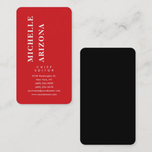 Tarjeta De Visita Minimalista negro rojo y blanco profesional modern