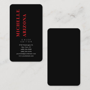 Tarjeta De Visita Minimalista negro rojo y blanco profesional modern