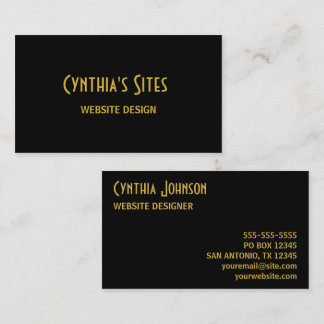 Tarjeta De Visita Minimalista negro y dorado