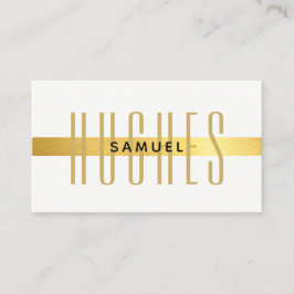Tarjeta De Visita MINIMALISTA nombre masculino simple negro y oro fa